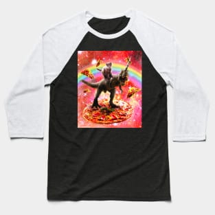 Space Cat Riding Dinosaur Unicorn - Pizza & Taco Baseball T-Shirt